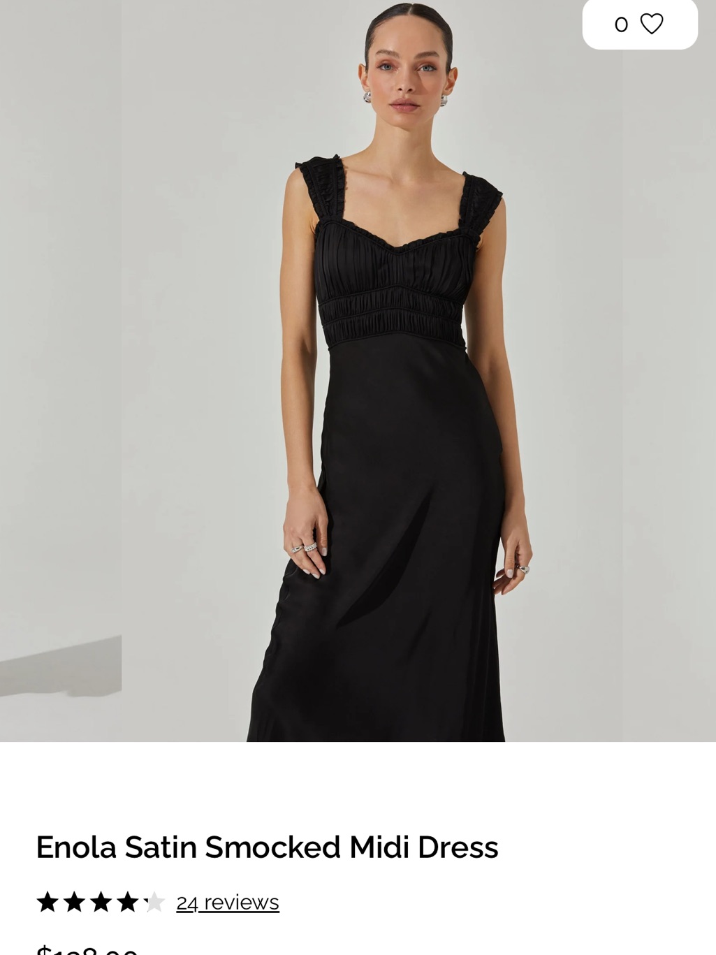 Astr Black Satin Smocked Midi Dress
